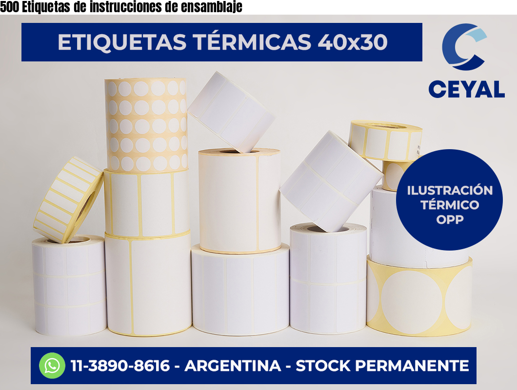 500 Etiquetas de instrucciones de ensamblaje