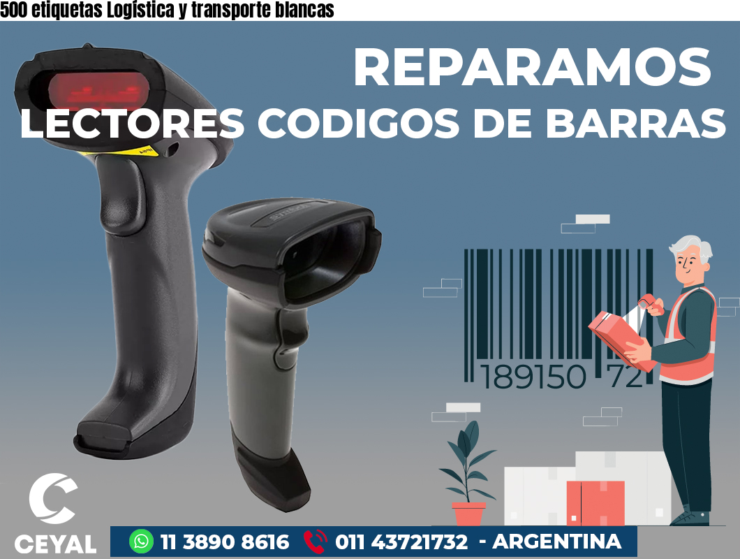 500 etiquetas Logística y transporte blancas