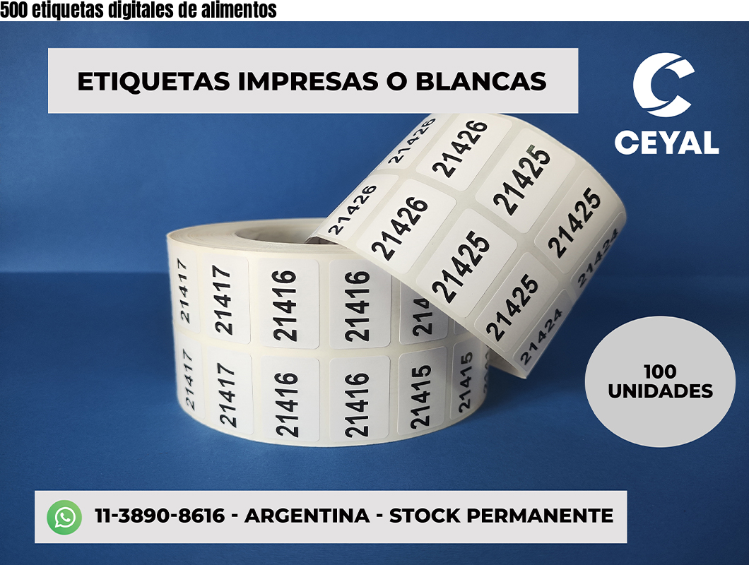 500 etiquetas digitales de alimentos