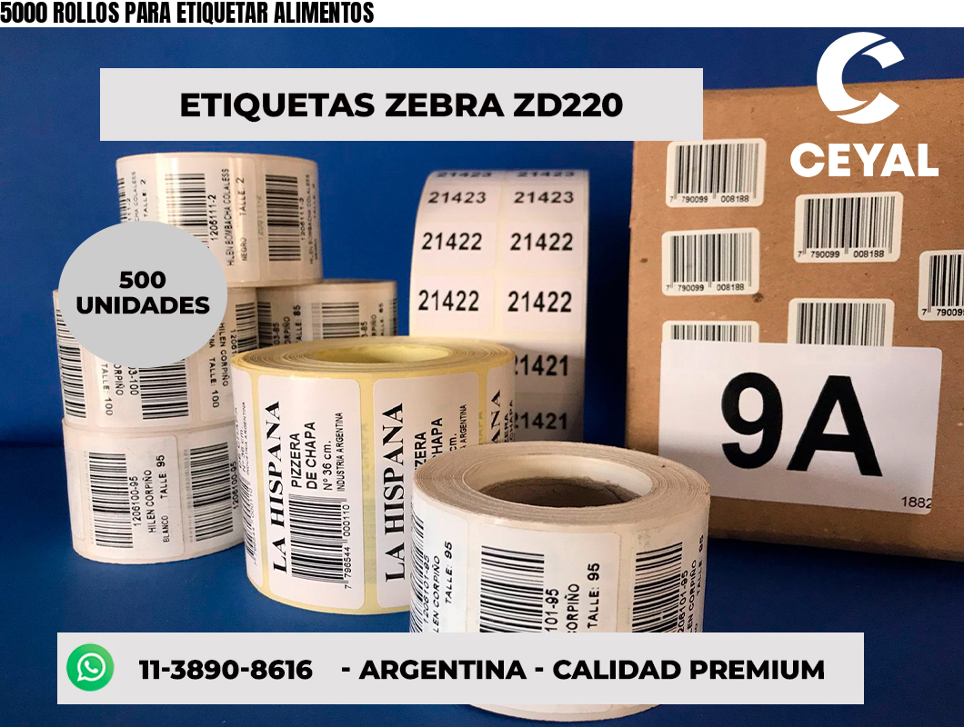 5000 ROLLOS PARA ETIQUETAR ALIMENTOS
