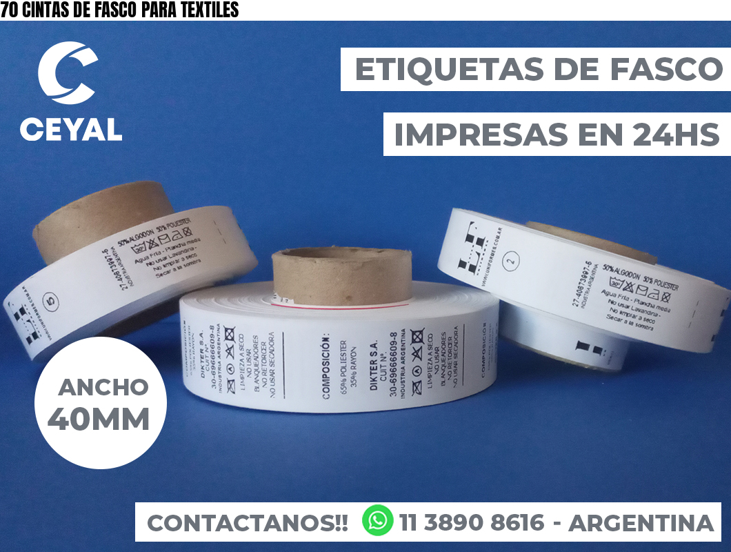 70 CINTAS DE FASCO PARA TEXTILES