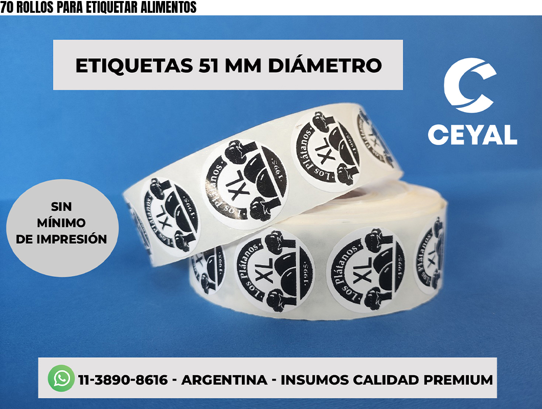 70 ROLLOS PARA ETIQUETAR ALIMENTOS
