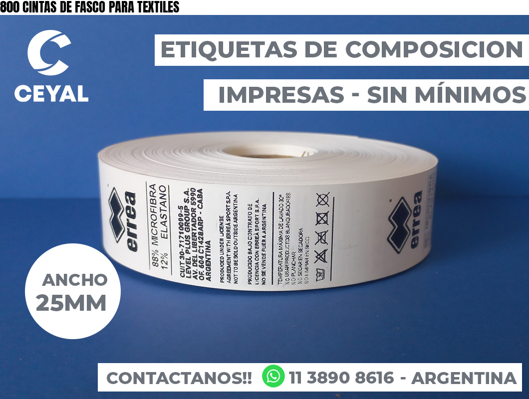 800 CINTAS DE FASCO PARA TEXTILES