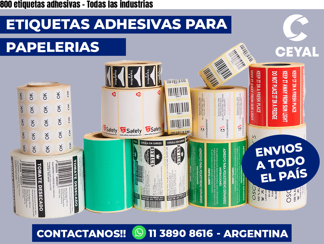 800 etiquetas adhesivas - Todas las industrias