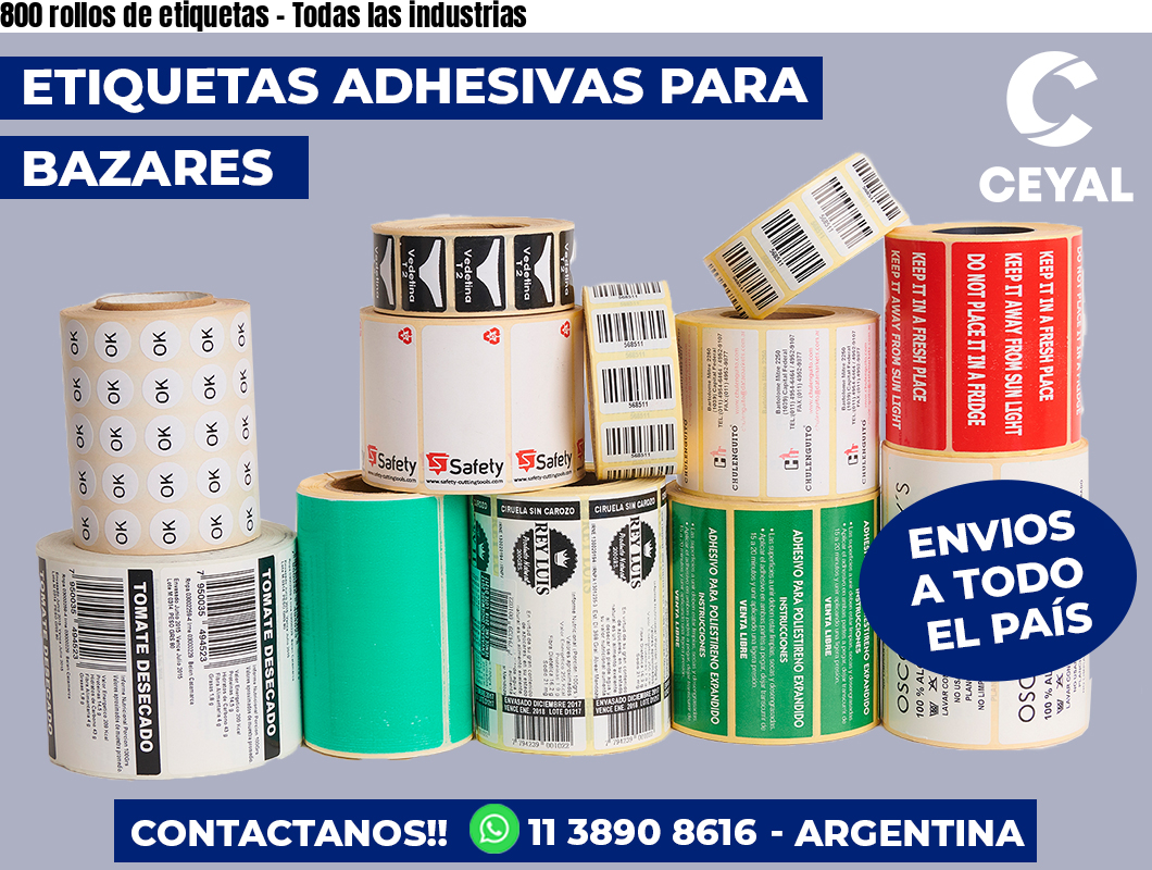800 rollos de etiquetas – Todas las industrias