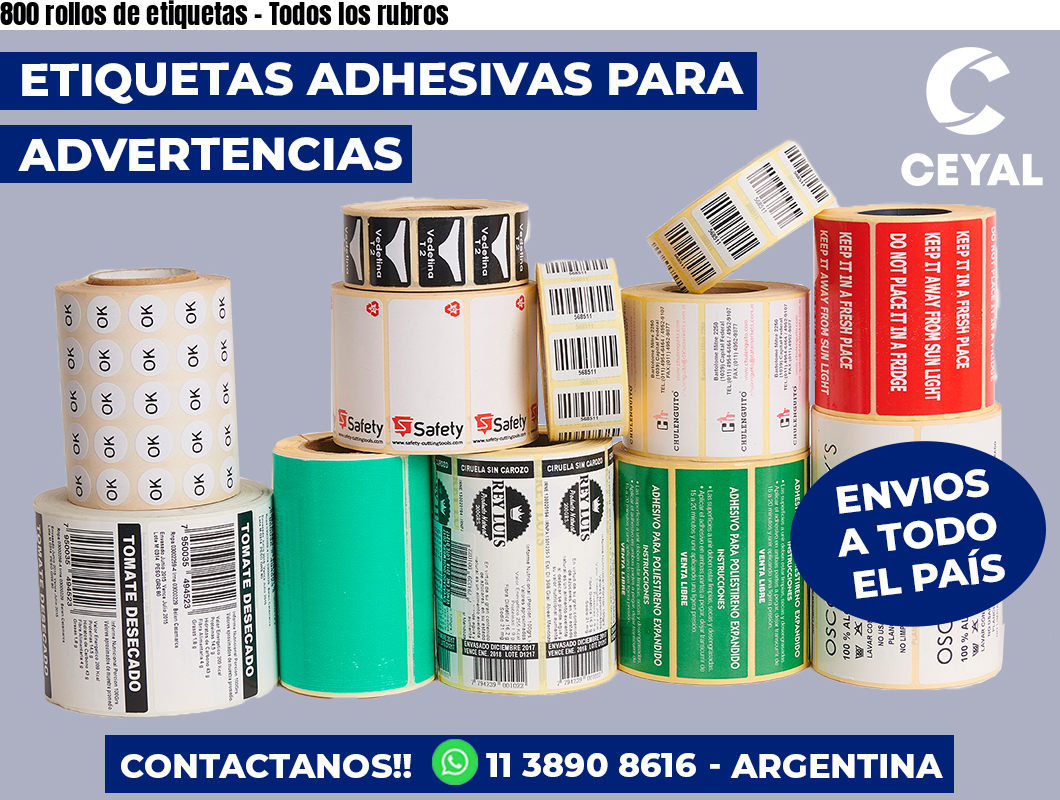 800 rollos de etiquetas – Todos los rubros