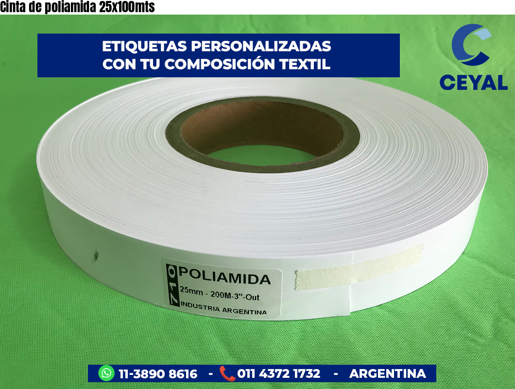 Cinta de poliamida 25x100mts
