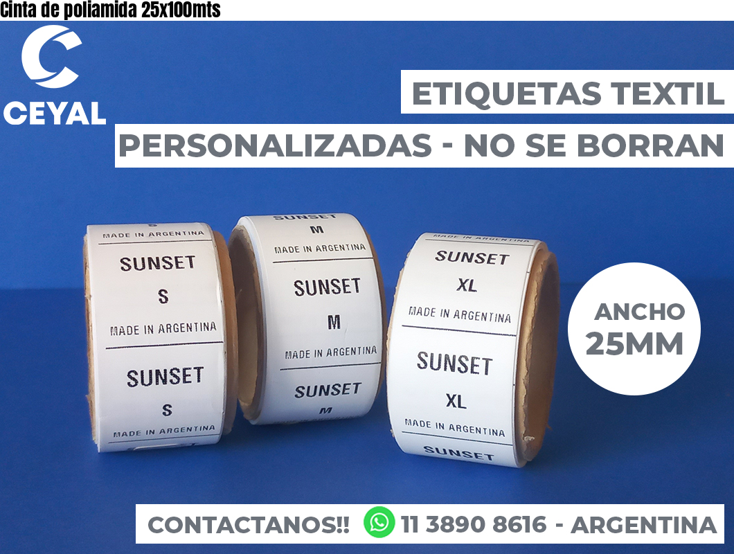 Cinta de poliamida 25x100mts