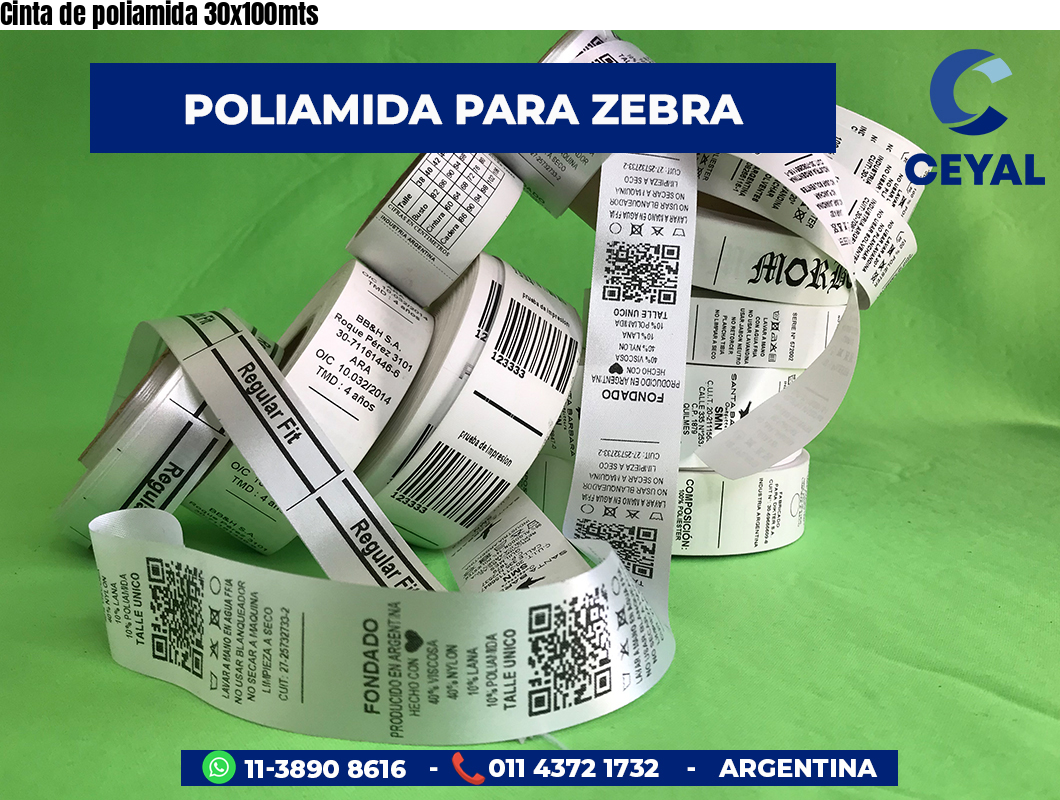 Cinta de poliamida 30x100mts
