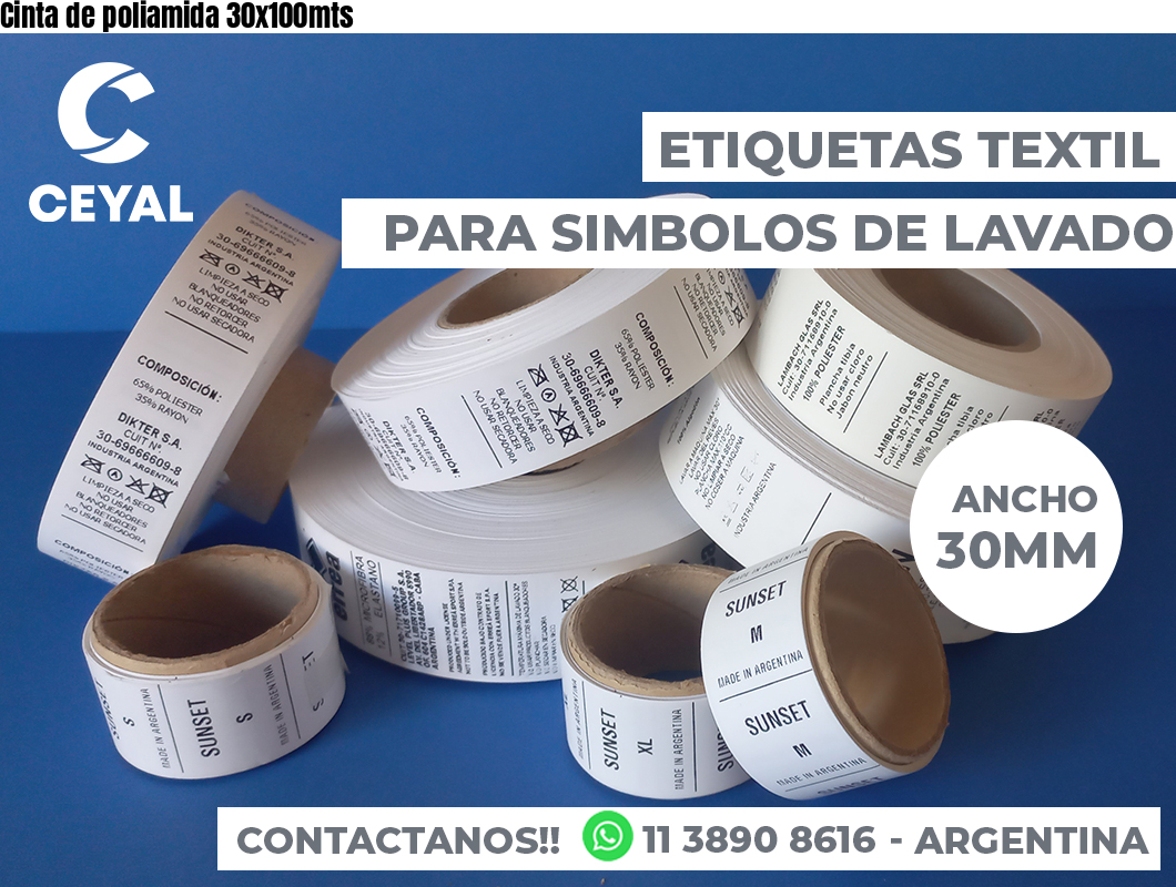 Cinta de poliamida 30x100mts