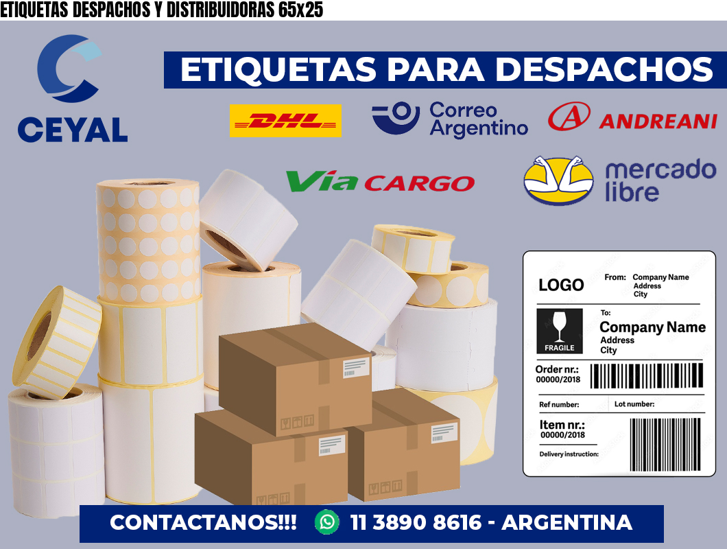 ETIQUETAS DESPACHOS Y DISTRIBUIDORAS 65×25