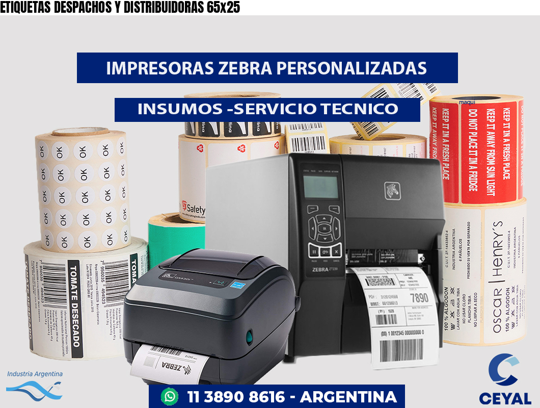 ETIQUETAS DESPACHOS Y DISTRIBUIDORAS 65x25