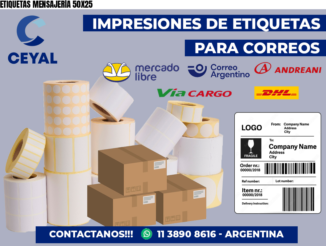ETIQUETAS MENSAJERÍA 50X25