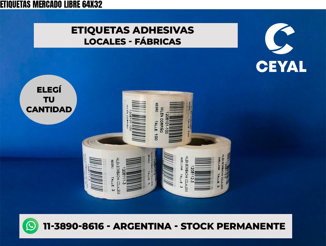 ETIQUETAS MERCADO LIBRE 64X32