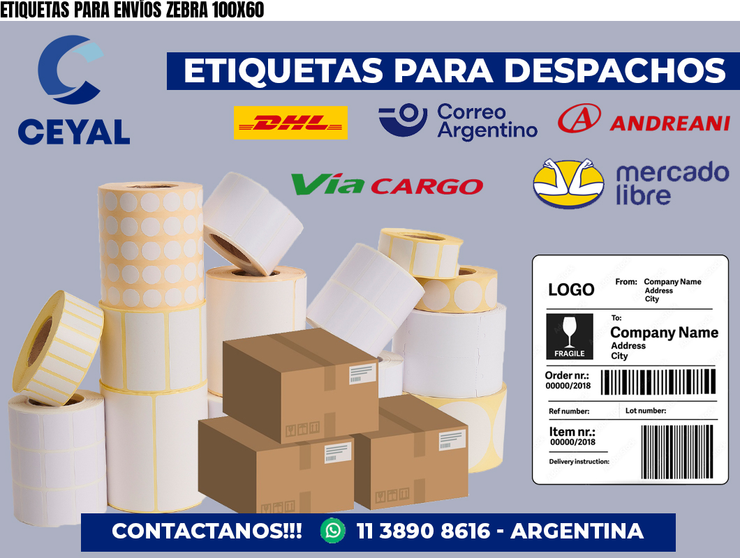 ETIQUETAS PARA ENVÍOS ZEBRA 100X60