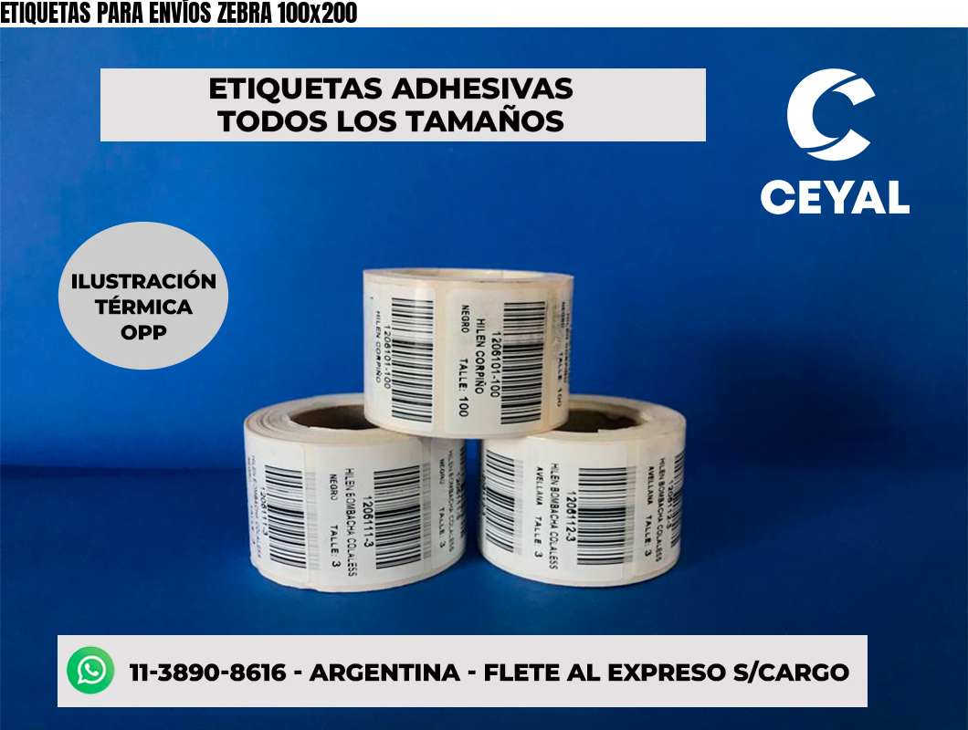 ETIQUETAS PARA ENVÍOS ZEBRA 100x200