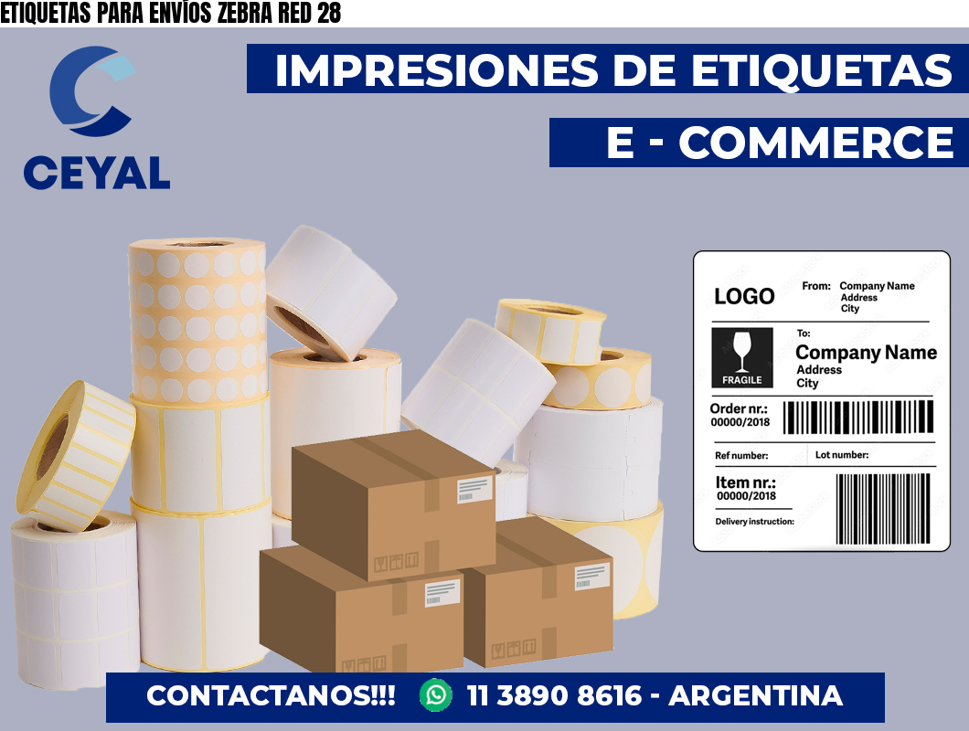 ETIQUETAS PARA ENVÍOS ZEBRA RED 28
