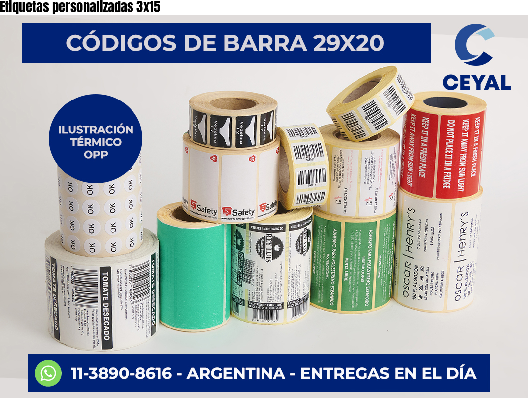 Etiquetas personalizadas 3×15