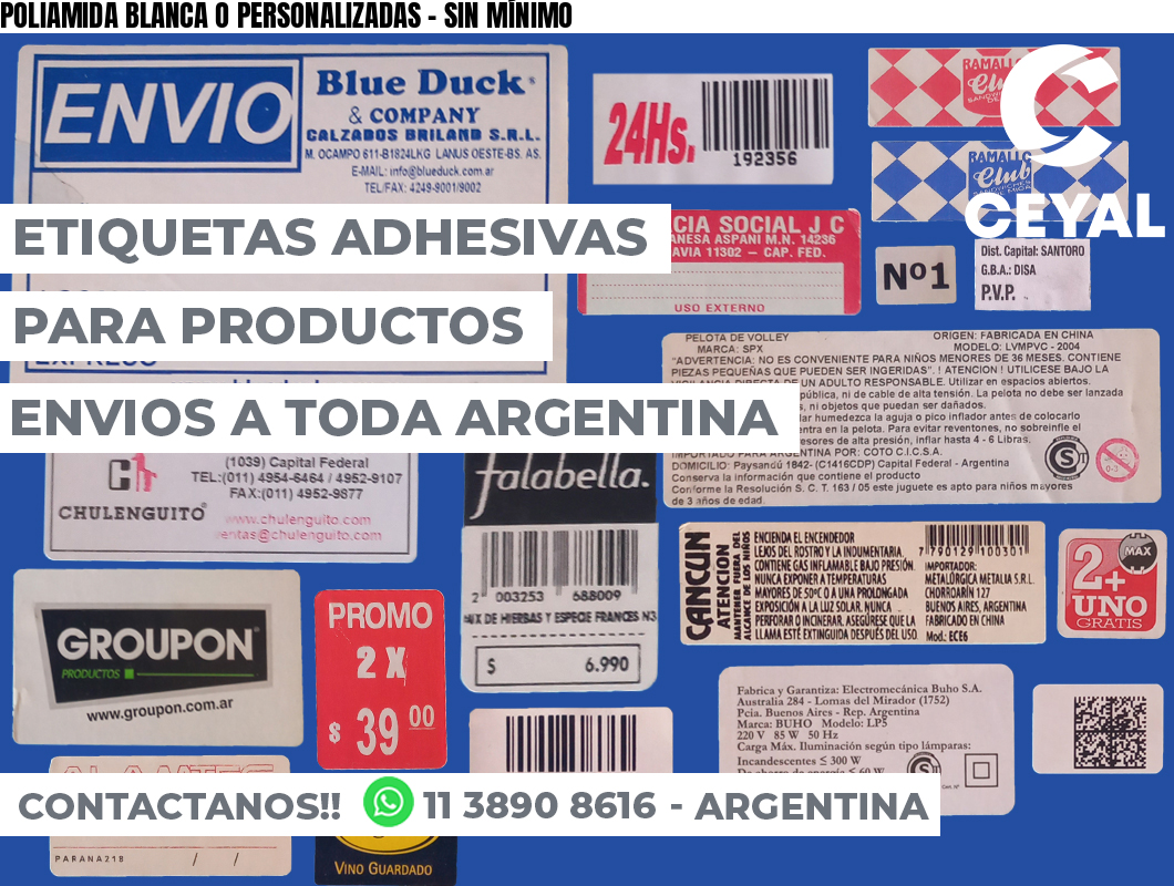 POLIAMIDA BLANCA O PERSONALIZADAS - SIN MÍNIMO