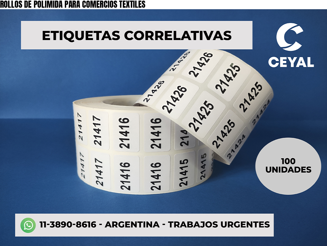 ROLLOS DE POLIMIDA PARA COMERCIOS TEXTILES