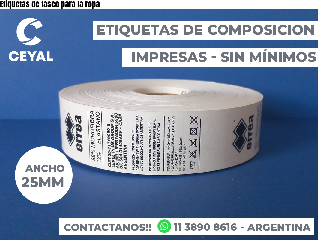 Etiquetas de fasco para la ropa