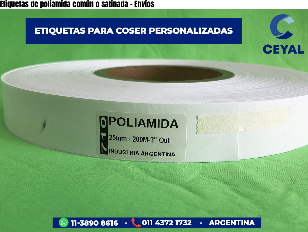 Etiquetas de poliamida común o satinada - Envíos
