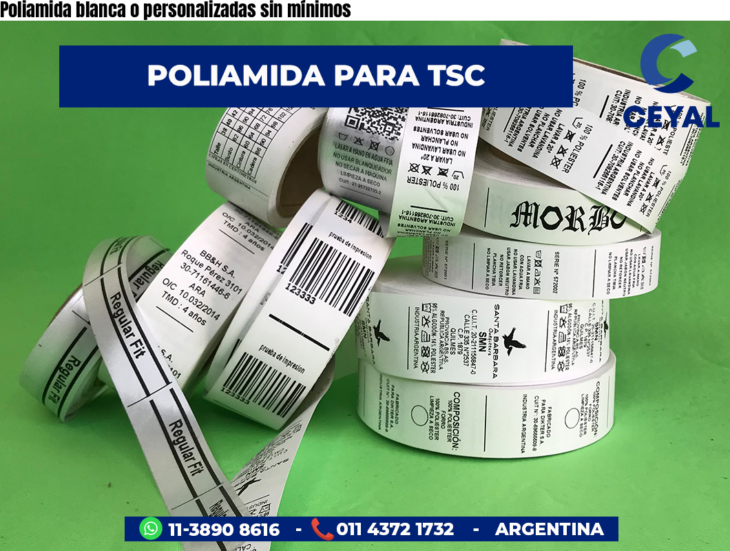 Poliamida blanca o personalizadas sin mínimos