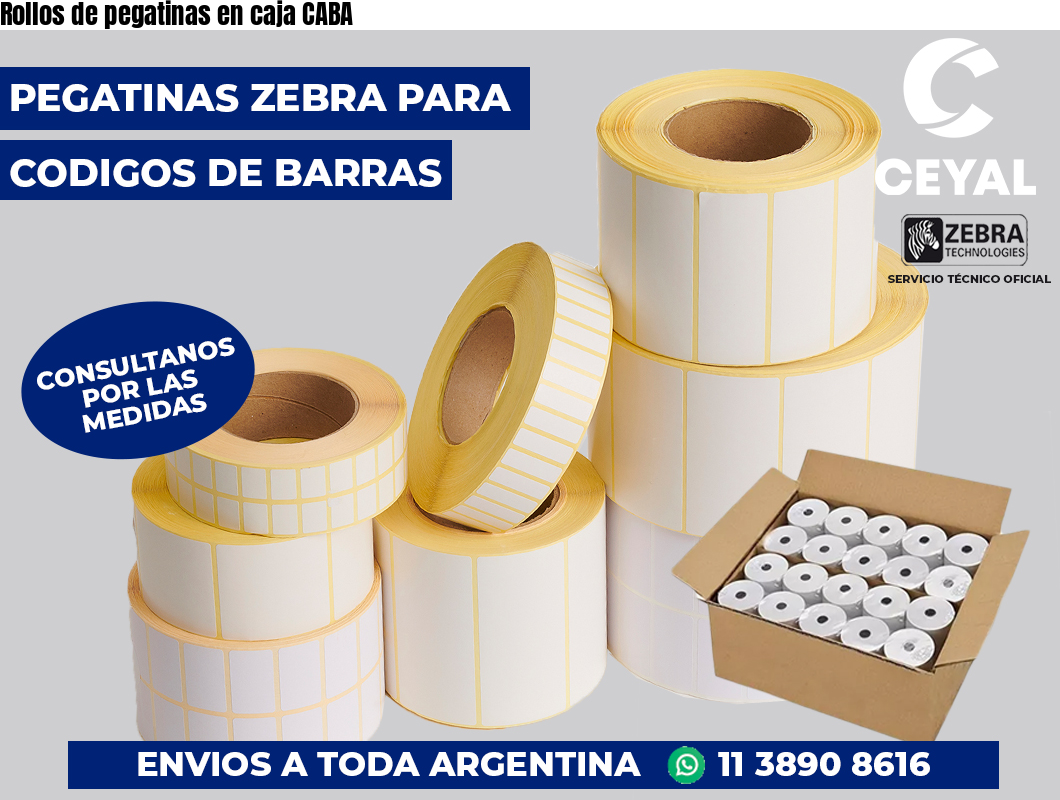 Rollos de pegatinas en caja CABA