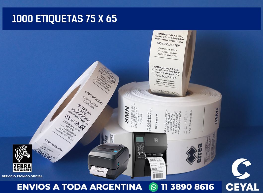 1000 etiquetas 75 x 65