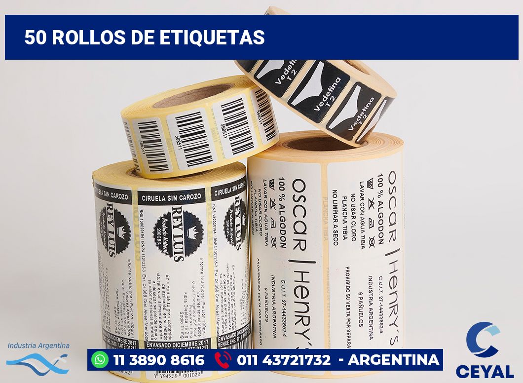 50 Rollos de etiquetas