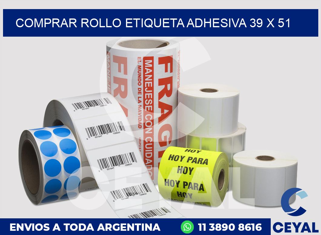 Comprar rollo etiqueta adhesiva 39 x 51