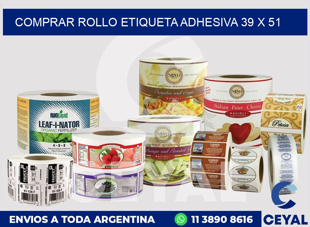 Comprar rollo etiqueta adhesiva 39 x 51