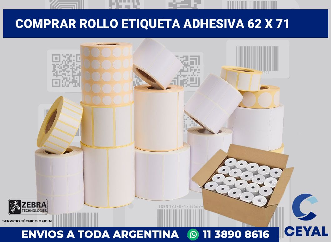 Comprar rollo etiqueta adhesiva 62 x 71
