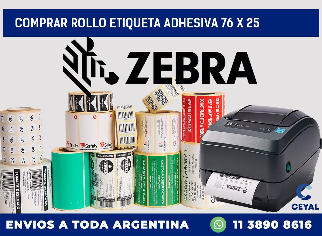 Comprar rollo etiqueta adhesiva 76 x 25