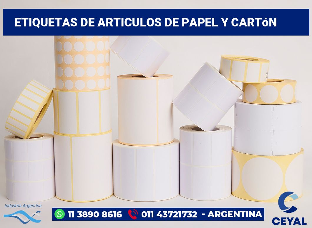 Etiquetas De articulos de papel y cartón
