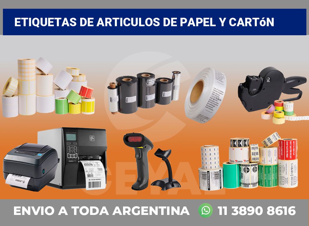 Etiquetas De articulos de papel y cartón