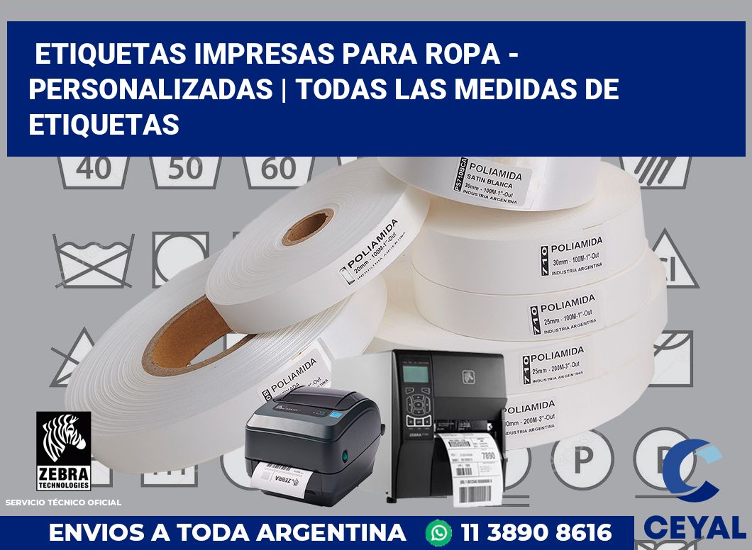 Etiquetas Impresas para ropa - Personalizadas | Todas las medidas de etiquetas