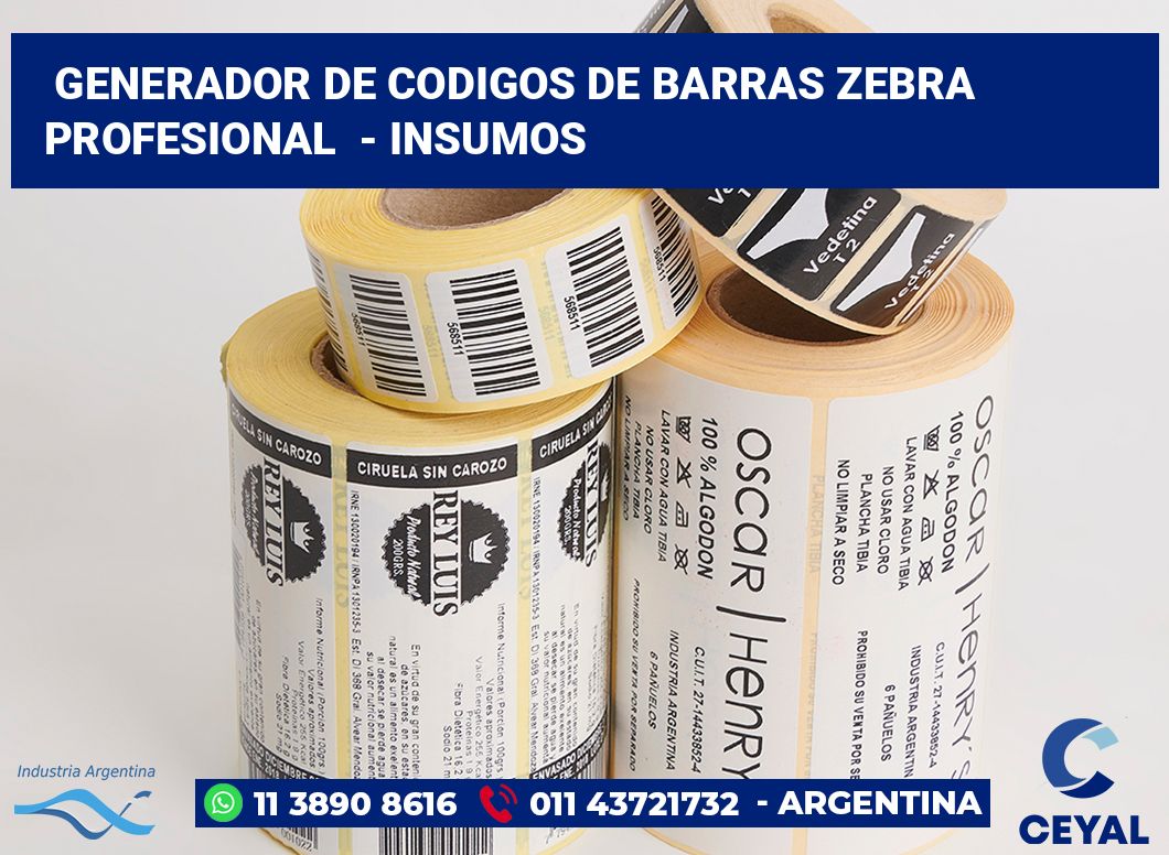 Generador de codigos de barras zebra profesional  - Insumos