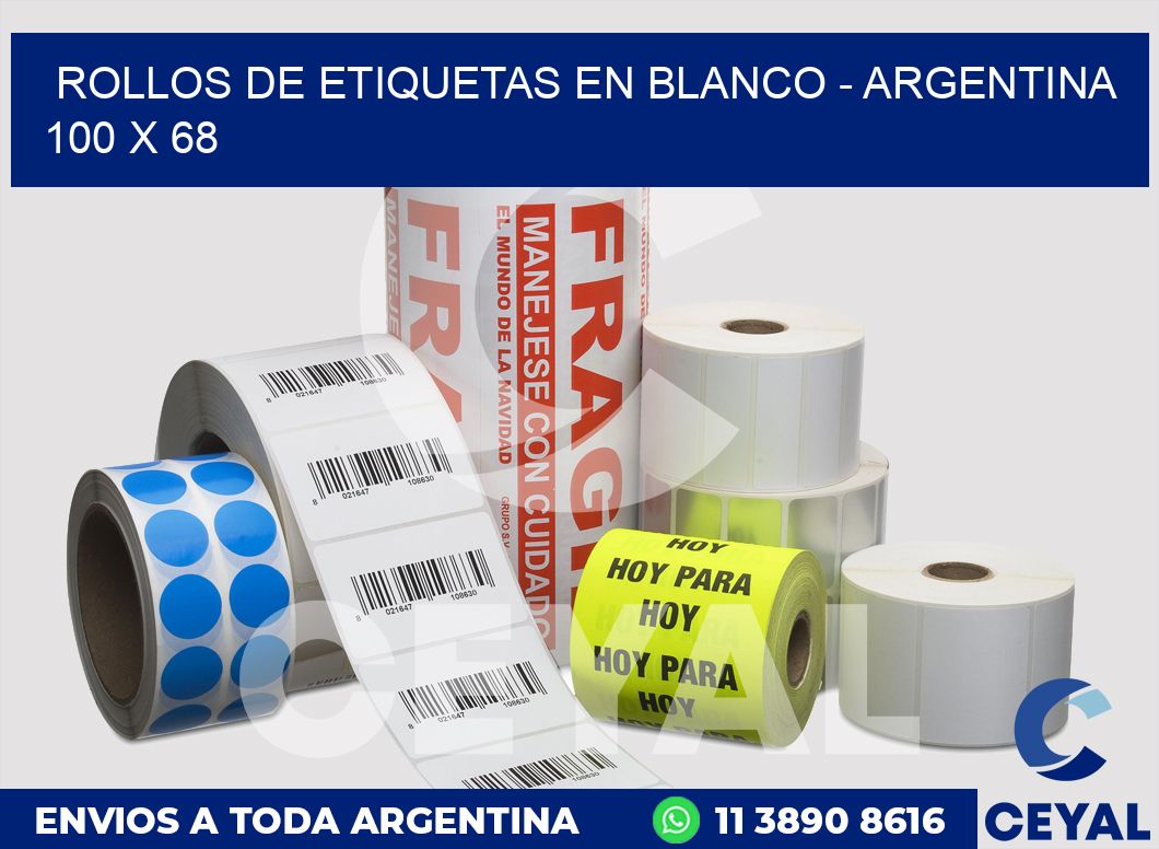 Rollos de etiquetas en blanco - Argentina 100 x 68
