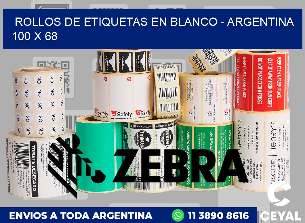 Rollos de etiquetas en blanco - Argentina 100 x 68