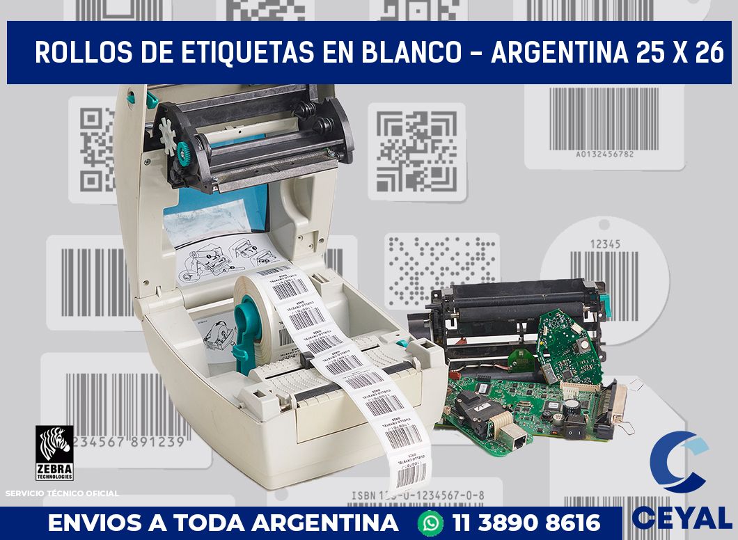 Rollos de etiquetas en blanco - Argentina 25 x 26