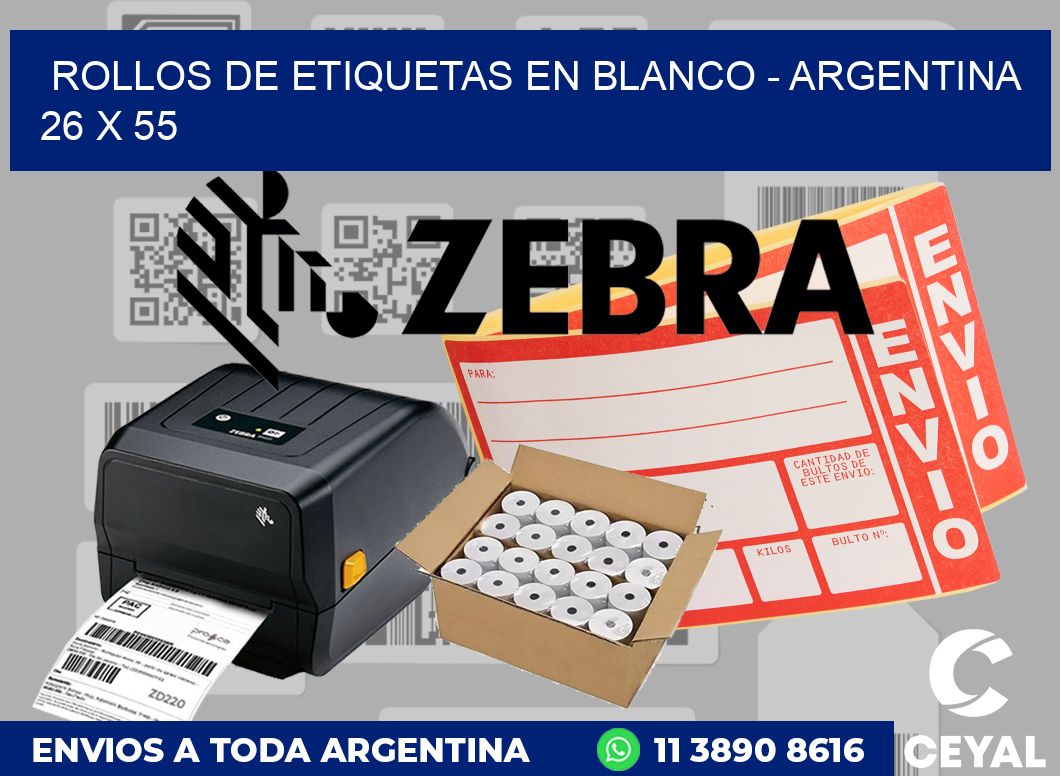 Rollos de etiquetas en blanco - Argentina 26 x 55