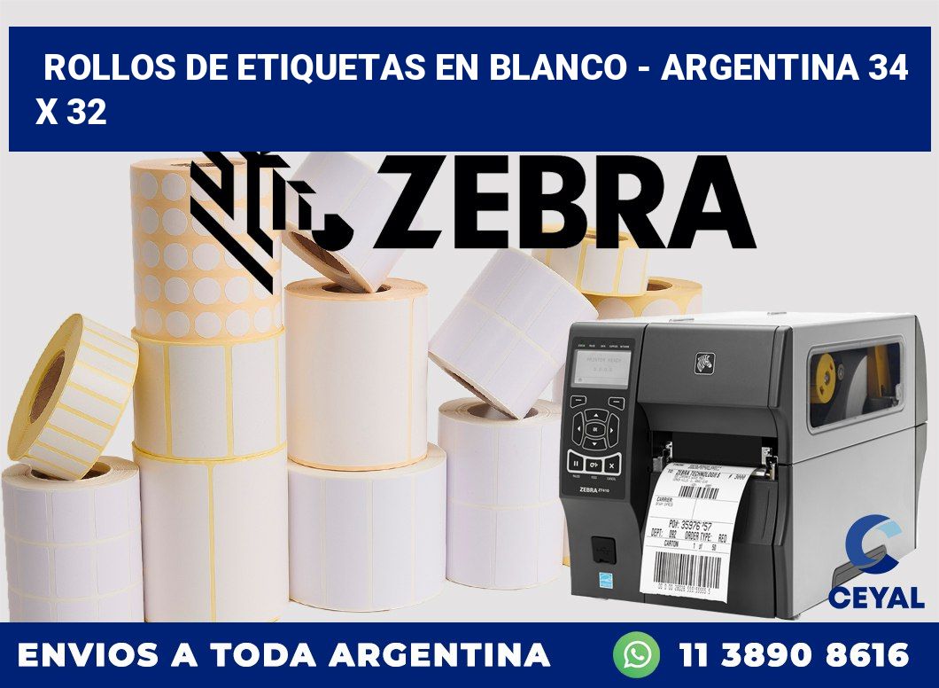 Rollos de etiquetas en blanco - Argentina 34 x 32