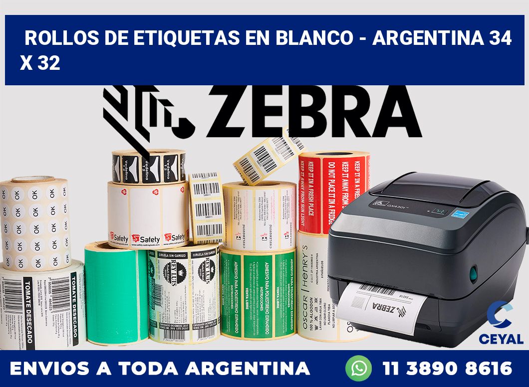 Rollos de etiquetas en blanco – Argentina 34 x 32