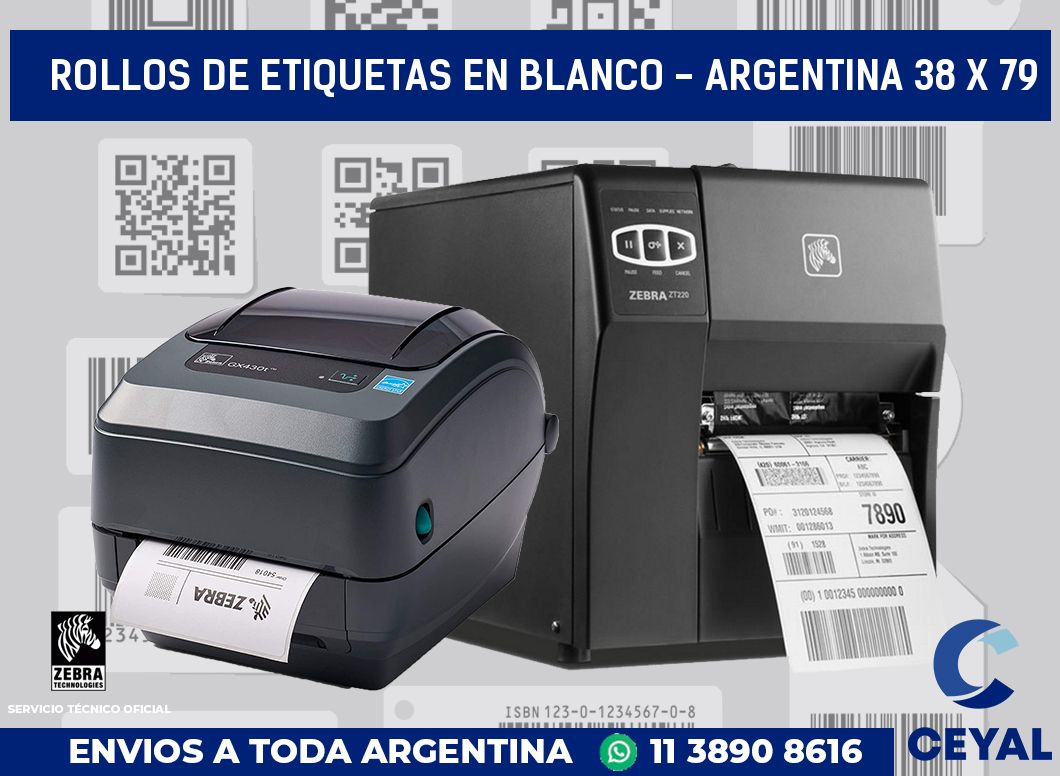 Rollos de etiquetas en blanco - Argentina 38 x 79