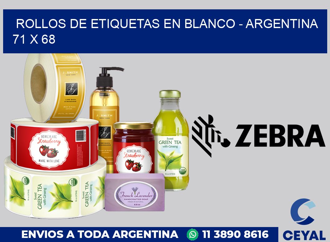 Rollos de etiquetas en blanco - Argentina 71 x 68