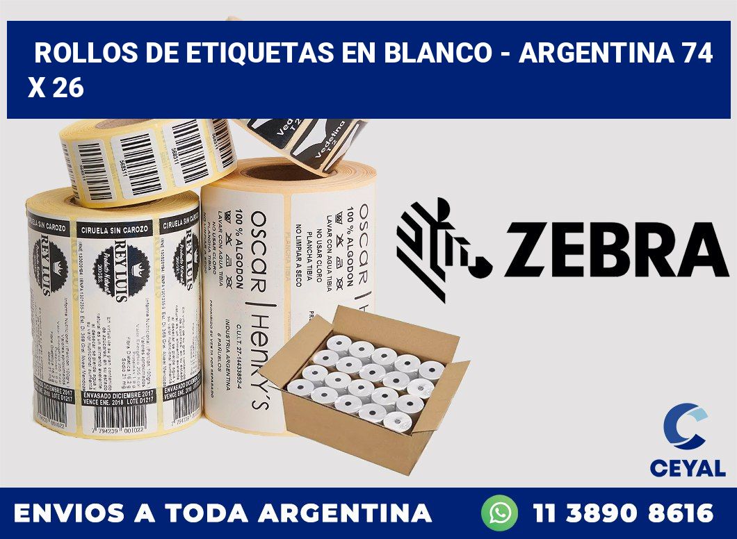 Rollos de etiquetas en blanco - Argentina 74 x 26