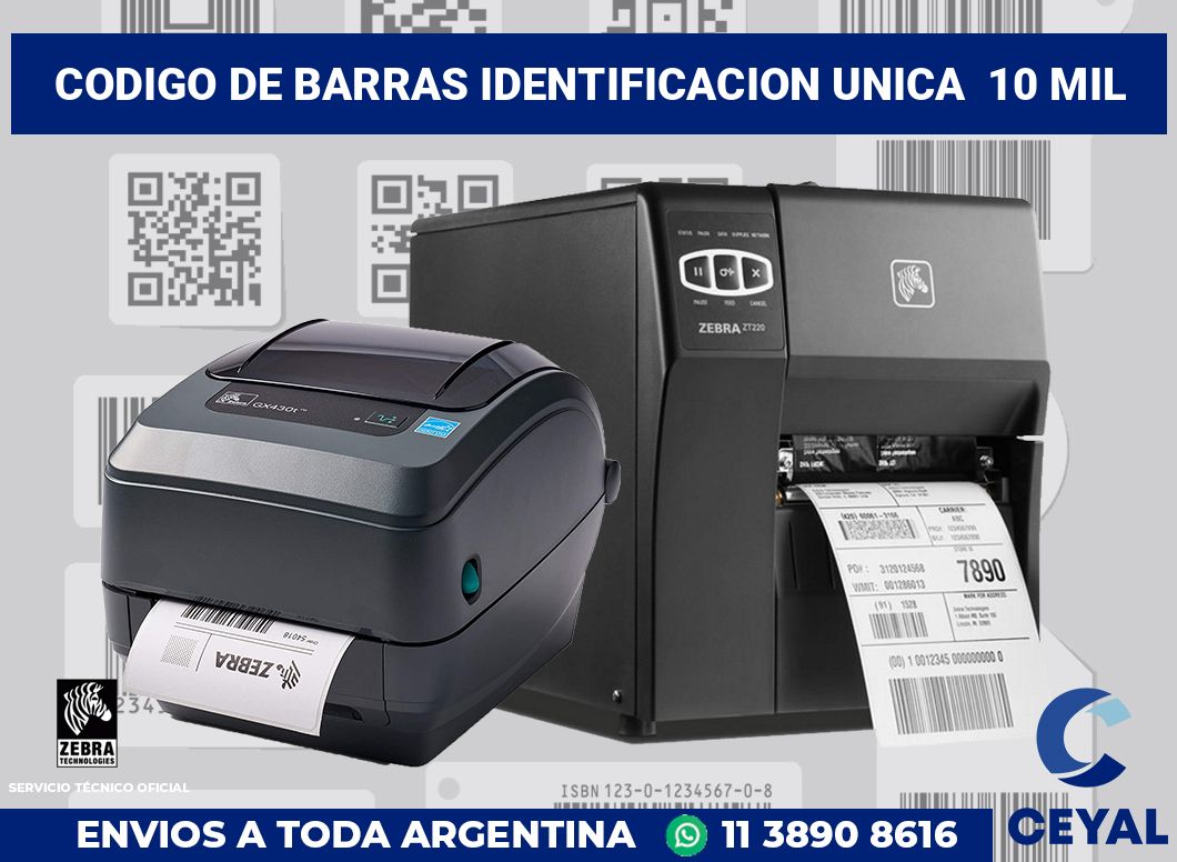 codigo de barras identificacion unica  10 mil