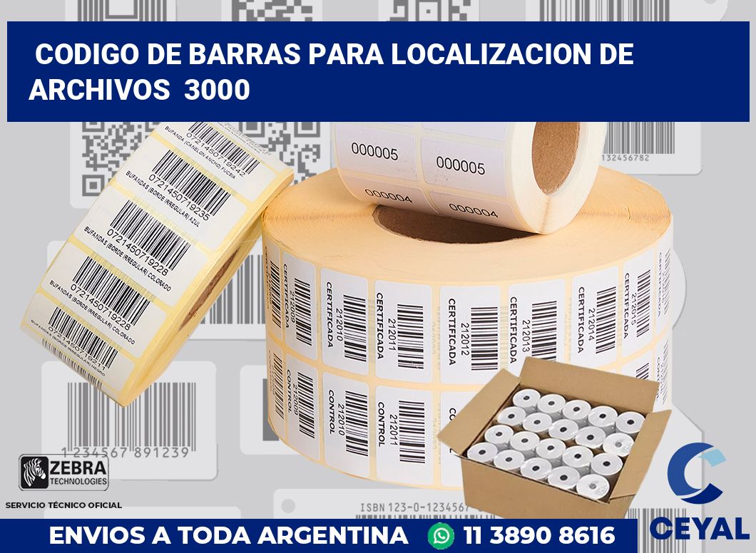 codigo de barras para localizacion de archivos  3000