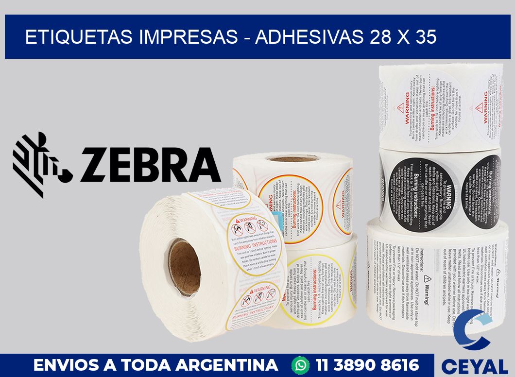 etiquetas impresas - Adhesivas 28 x 35